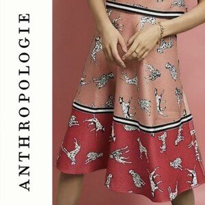 Anthropologie Pink and Red Midi Skirt